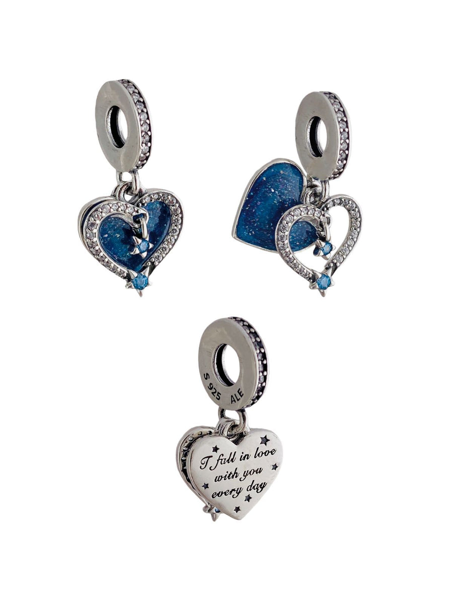 Charm Corazón Azul y Brillos